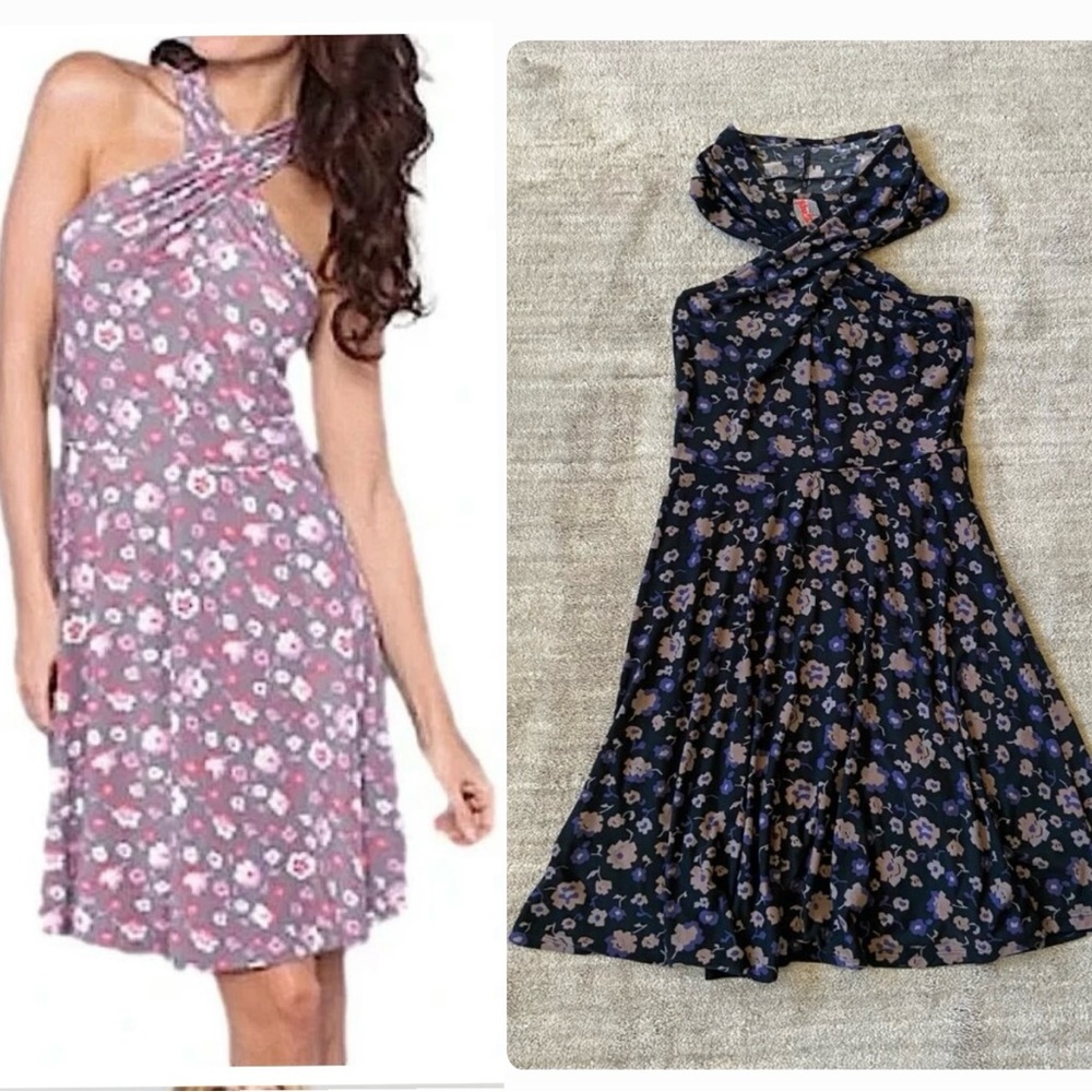 Free People Criss Cross Floral Halter Dress
